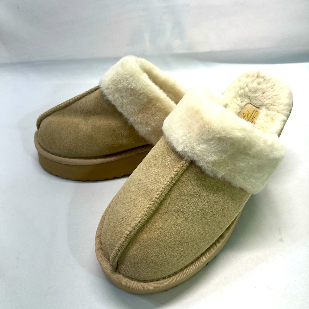Altar’G State by Matisse Cozy Shearling Slippers Slip On Mules Tan 10M Preowned